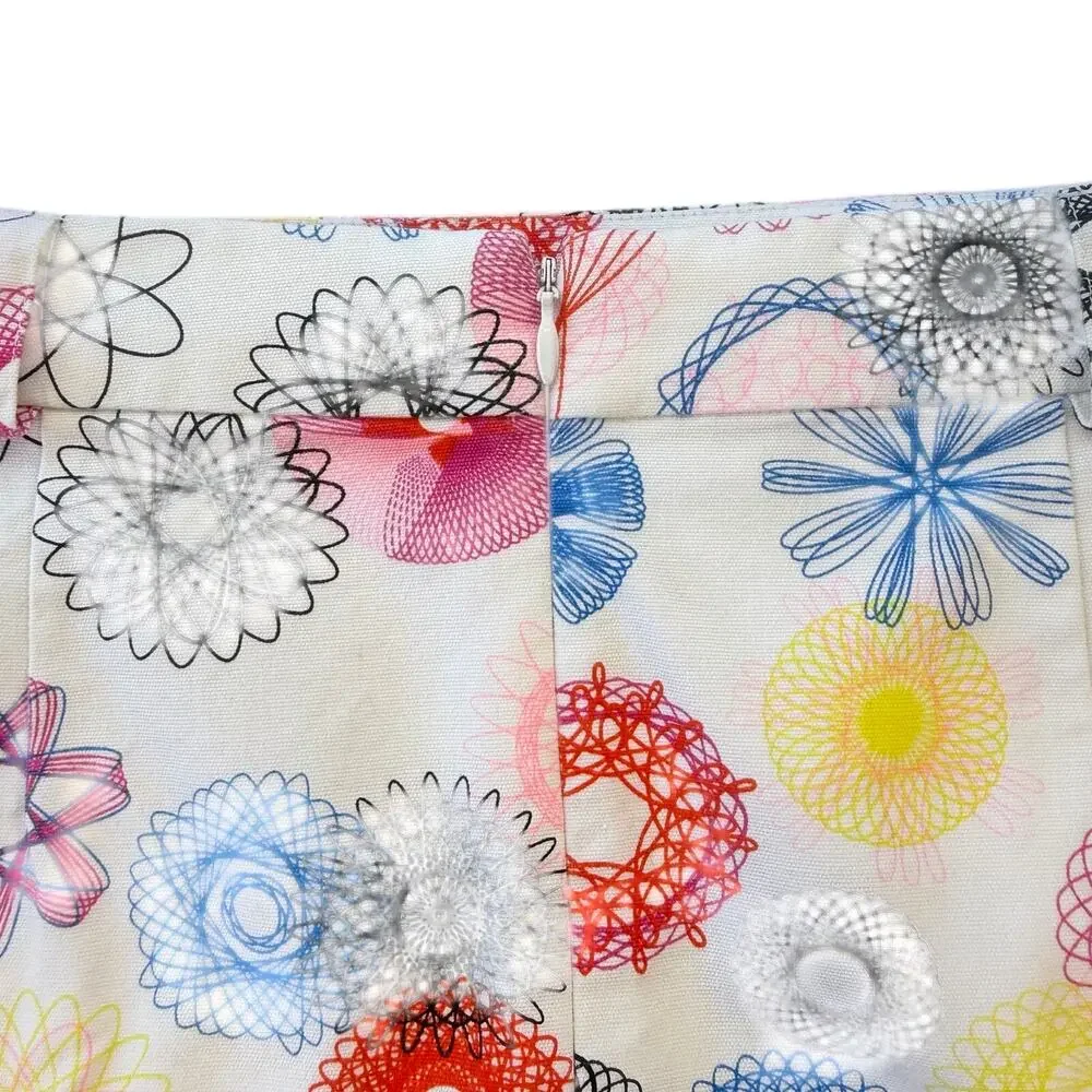 Kate Spade Saturday White Multi Color Spirograph Print Geometric Mini Skirt
